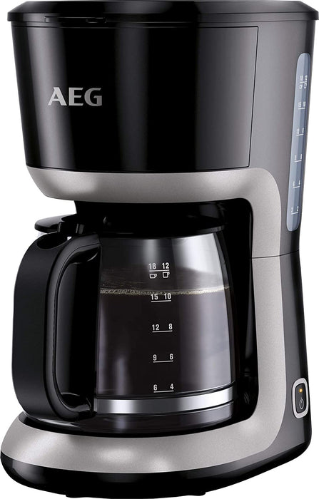 AEG Kaffeemaschine / 1,5 l / 12-18 Tassen Aroma-Glaskanne / Warmhaltefunktion / Sicherheitsabschaltung / Wasserstandsanzeige / Ein & Aus-Schalter