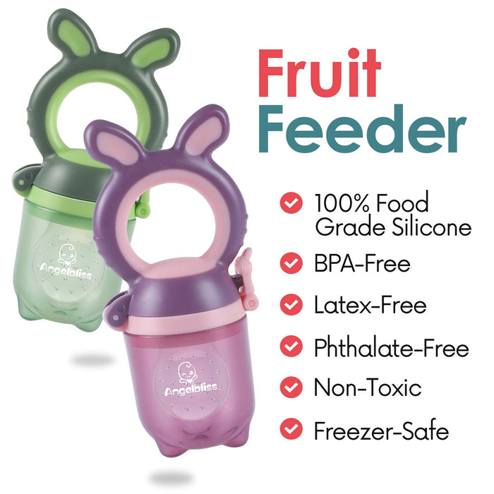 Fruchtsauger Baby/Schnuller, Schätzchen Schnuller Obst Gemüse Sauger für 3-24 Monate, 6 Silikonbeutel in 3 Größen, Beißspielzeug, BPA-frei (2 Stück)