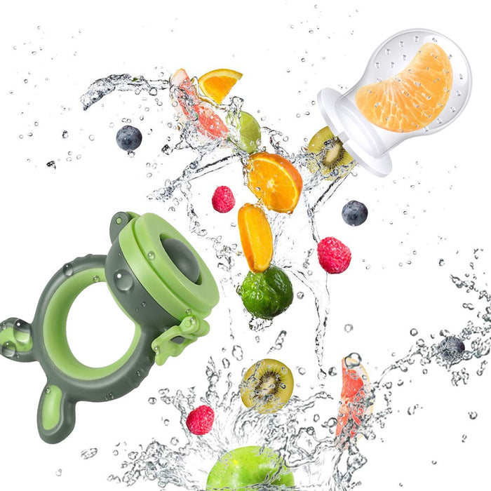 Fruchtsauger Baby/Schnuller, Schätzchen Schnuller Obst Gemüse Sauger für 3-24 Monate, 6 Silikonbeutel in 3 Größen, Beißspielzeug, BPA-frei (2 Stück)
