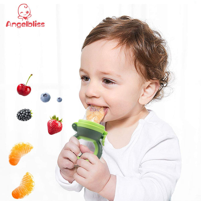 Fruchtsauger Baby/Schnuller, Schätzchen Schnuller Obst Gemüse Sauger für 3-24 Monate, 6 Silikonbeutel in 3 Größen, Beißspielzeug, BPA-frei (2 Stück)