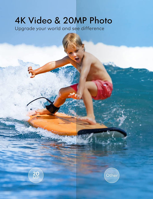 Action Cam 4K 20MP Unterwasserkamera WiFi 40M wasserdichte EIS Bildstabilisator Helmkamera 170° Weitwinkel Camcorder 