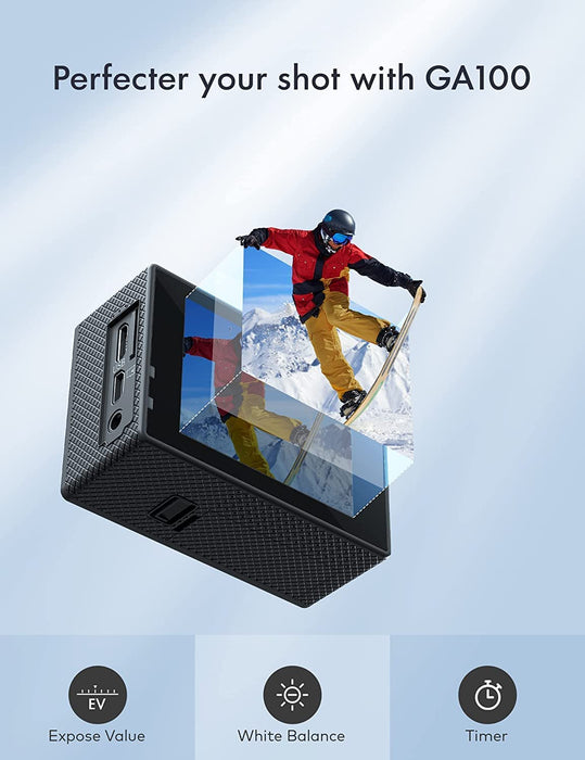 Action Cam 4K 20MP Unterwasserkamera WiFi 40M wasserdichte EIS Bildstabilisator Helmkamera 170° Weitwinkel Camcorder 