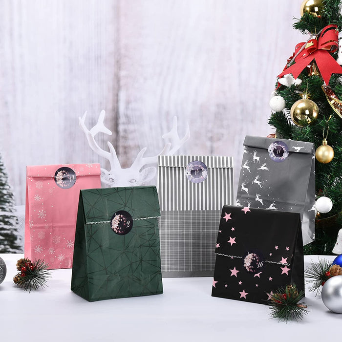 Adventskalender zum Befüllen, 24 Weihnachtskalender Geschenk Papiertüten Groß zum Selber Befüllen, Kraftpapiertüten Advents Tüten Selbstbefüllen