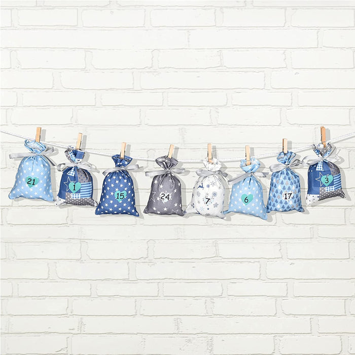 Adventskalender zum Befüllen, Weihnachtskalender Stoffsäckchen Selbstbefüllen Aufhängen, Selbst Befüllen Bastelset, 24 Weihnachten Geschenksäckchen