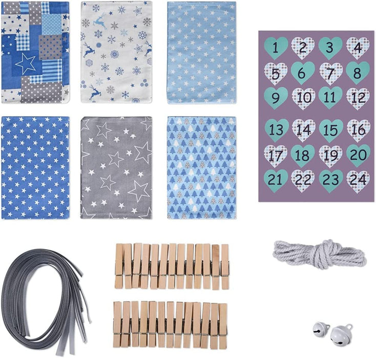 Adventskalender zum Befüllen, Weihnachtskalender Stoffsäckchen Selbstbefüllen Aufhängen, Selbst Befüllen Bastelset, 24 Weihnachten Geschenksäckchen