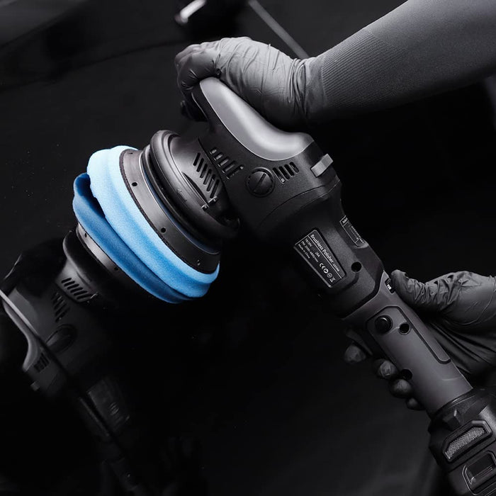 Akku Exzenter Poliermaschine, SPTA 18V Polierer Akku-Polier- Akku-Exzenterpolierer mit Variable Geschwindigkeit, mit 125mm Polierschwamm Polierteller