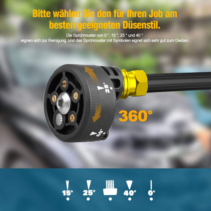 Akku Hochdruckreiniger, tragbare drahtlose WESCO 18V 2.0Ah,6M Schlauch Hochdruckwasserpistole,5 multi-Sprühdüse mit Tragetasche, Verlängerungslanze