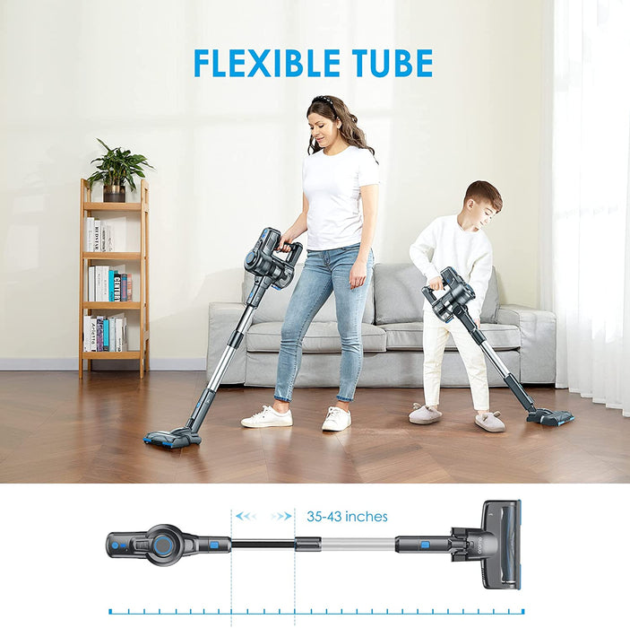 Akku Staubsauger, 6-in-1 Staubsauger Kabellos Selbststehend, 800ml Staubsauger Tierhaare mit Abnehmbarer Akku, LED Licht, Handstaubsauger 
