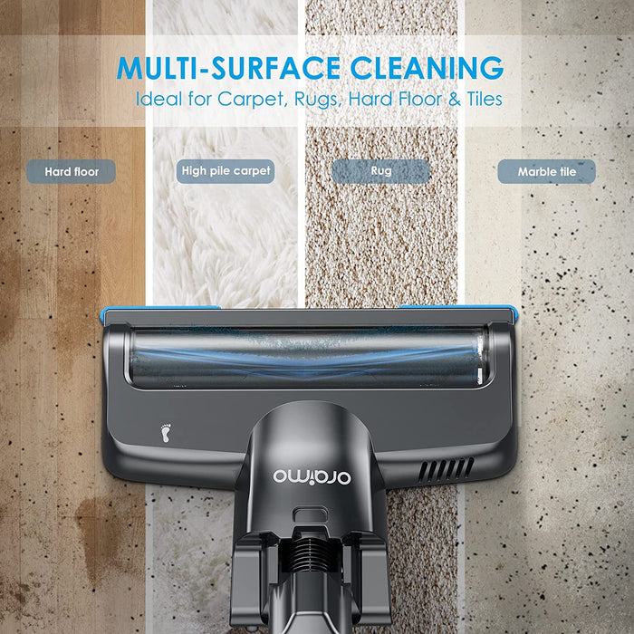 Akku Staubsauger, 6-in-1 Staubsauger Kabellos Selbststehend, 800ml Staubsauger Tierhaare mit Abnehmbarer Akku, LED Licht, Handstaubsauger 