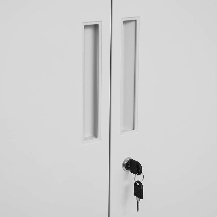 Aktenschrank, Büroschrank mit 2 Türen, Aufbewahrungsschrank aus Stahl, 5 Ebenen, für Garage, Arbeitszimmer, grau