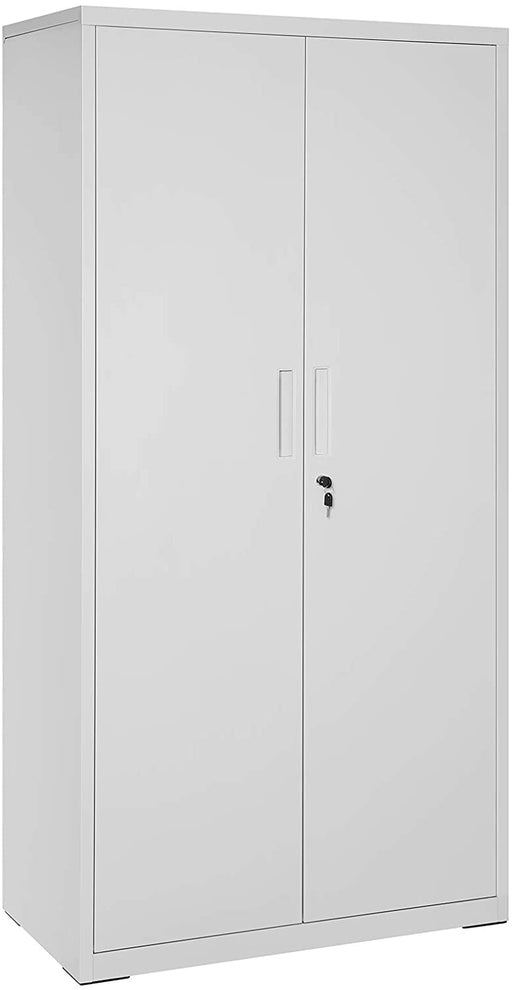 Aktenschrank, Büroschrank mit 2 Türen, Aufbewahrungsschrank aus Stahl, 5 Ebenen, für Garage, Arbeitszimmer, grau