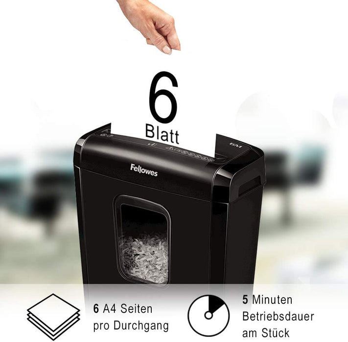 Aktenvernichter 6 Blatt (P4), Papierschredder für Zuhause und Homeoffice, Powershred 6M, Schredder mit 13L Papierkorb und Sicherheitssperre