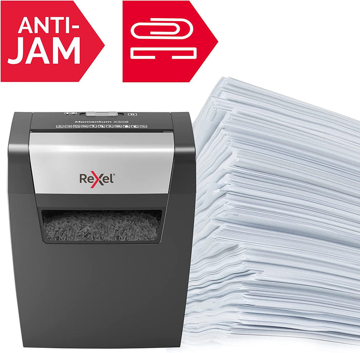 Aktenvernichter Momentum, Sicherheitsstufe P3, Partikelschnitt, 8 Blatt Kapazität, 15L Abfallbehälter, Schwarz