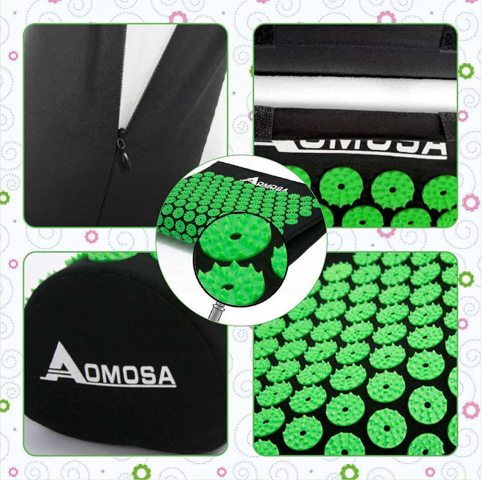 Akupressurmatte mit Kissen,Multifunktionales Massagematten-Set,2 mit Stacheln versehene Massagekugeln,Muskel Roller Stick zur Linderung Rücken/Nacken