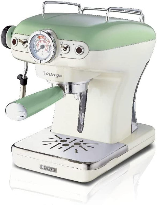 Ariete Caffè Espresso Vintage, Espressomaschine für gemahlenen Kaffee oder ESE Kapseln, Pastellgrün 