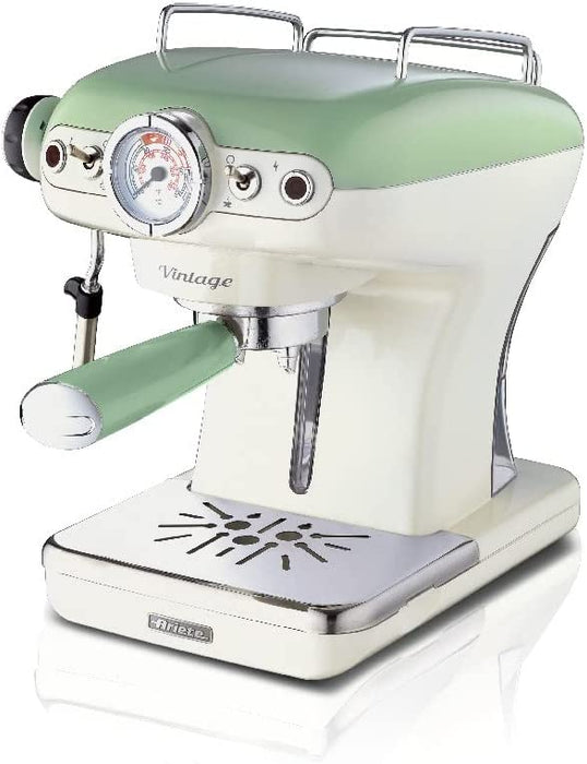 Ariete Caffè Espresso Vintage, Espressomaschine für gemahlenen Kaffee oder ESE Kapseln, Pastellgrün 