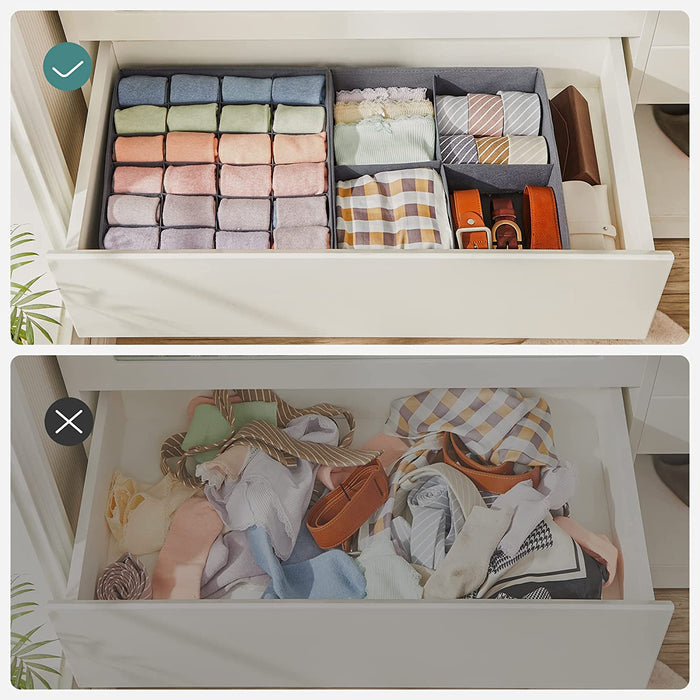 Aufbewahrungsbox für Schublade, 6er Set, Unterwäsche-Organizer, Schubladen-Organizer, Faltbare Stoffbox für Socken, Unterwäsche, BHS, Krawatten