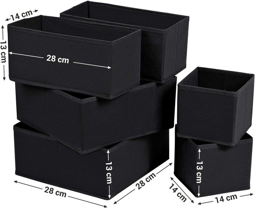 Aufbewahrungsbox für Schublade, 6er Set, Unterwäsche-Organizer, Schubladen-Organizer, Faltbare Stoffbox für Socken, Unterwäsche, BHS, Krawatten