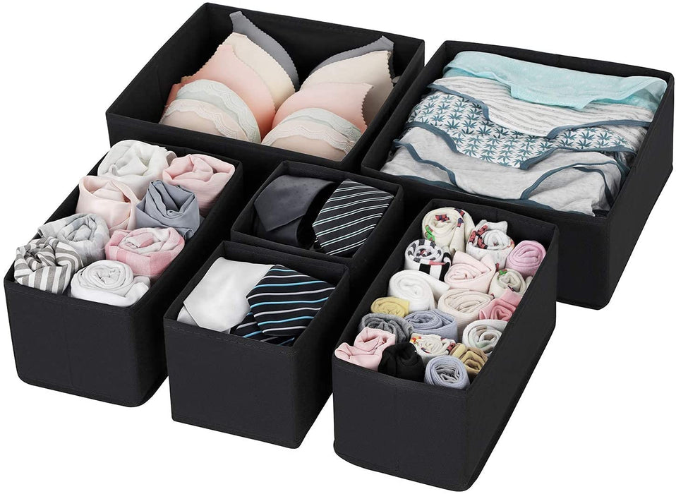 Aufbewahrungsbox für Schublade, 6er Set, Unterwäsche-Organizer, Schubladen-Organizer, Faltbare Stoffbox für Socken, Unterwäsche, BHS, Krawatten