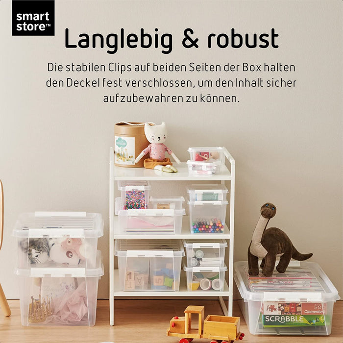 Aufbewahrungsbox mit Deckel klein 2 L – 10 transparente und stapelbare Plastik Boxen mit Clipverschluss weiß – BPA-frei und lebensmittelecht