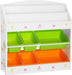 Aufbewahrungsschrank für Kinder, 3-stöckiges Bücherregal und 6 herausnehmbare Behälter für Kinderzimmer, Kindergarten, Mehrfarbig, weiß