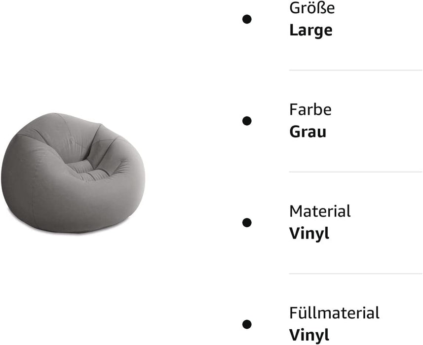 Aufblasmöbel - Sitzsack - 1.14 m x 1.14 m x 71 cm, Grau
