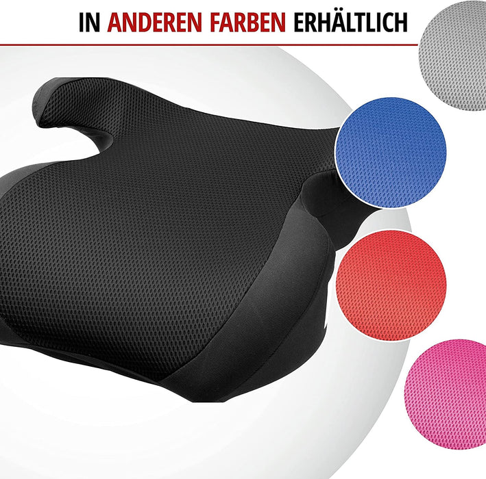 Auto-Kindersitz Lino, PKW-Kindersitzerhöhung mit Gurtführung, Sitzerhöhung-Kinder-Auto, Autositz-Kinder 38x41,5x18cm schwarz