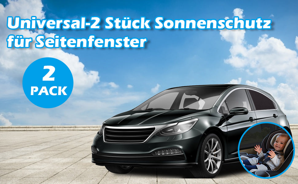 Auto Sonnenshutz Kinder, Universal Sonnenblende Auto Netz Sonnenschutz Auto Baby mit Zertifiziertem UV für Seitenfenster Meshmaterial Schützt Mitfahrer