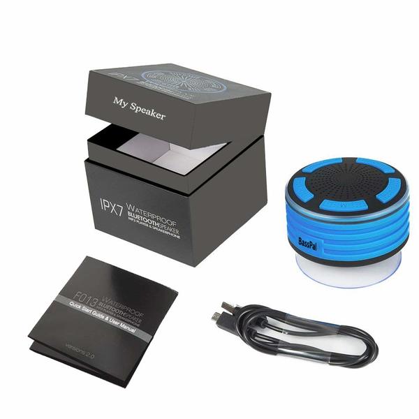 Bluetooth-Lautsprecher BassPal F013 Bad/Dusche IPX7 Blau (Refurbished A+)