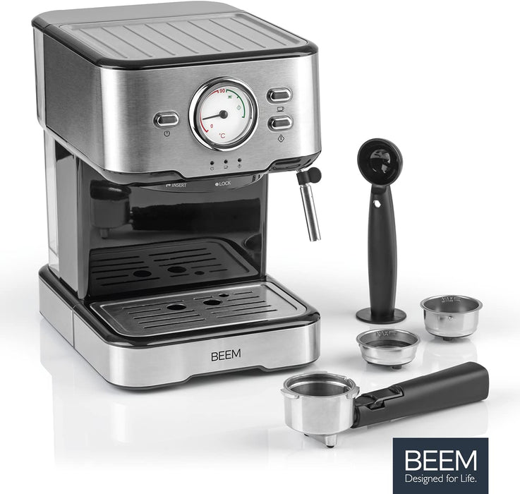 BEEM ESPRESSO-SELECT Espressomaschine im klassischen Design  Siebträgermaschine mit 15 bar und professioneller Milchschaumdüse 