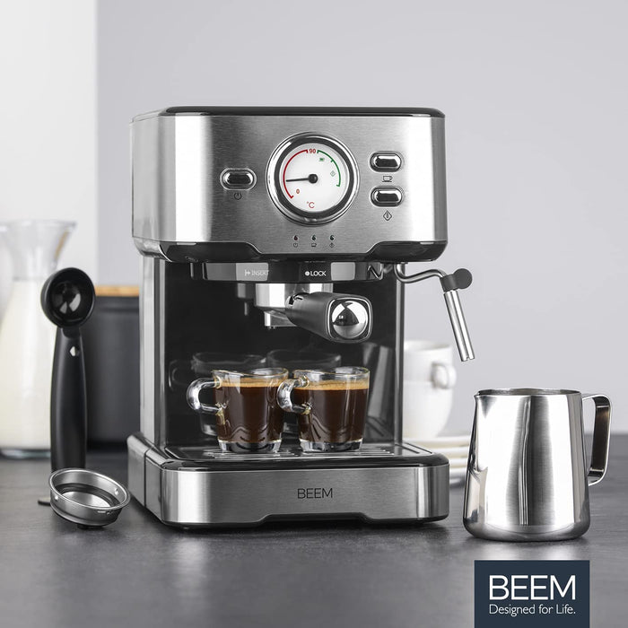 BEEM ESPRESSO-SELECT Espressomaschine im klassischen Design  Siebträgermaschine mit 15 bar und professioneller Milchschaumdüse 