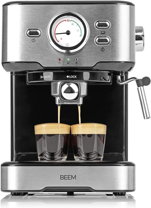 BEEM ESPRESSO-SELECT Espressomaschine im klassischen Design  Siebträgermaschine mit 15 bar und professioneller Milchschaumdüse 