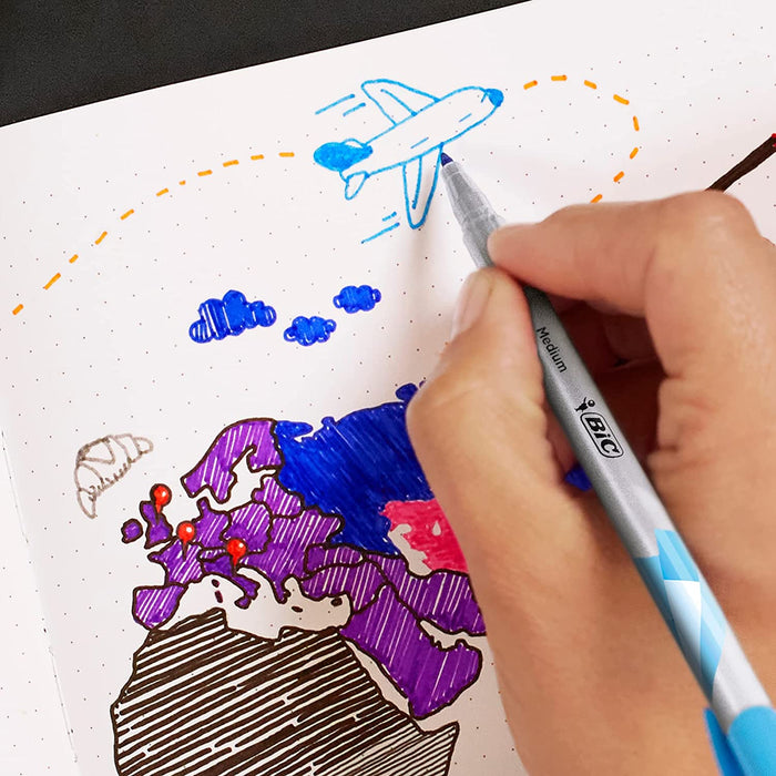 BIC Intensity Fineliner Set, Filzstifte mit 32 Stiften, mit feiner & mittlerer Spitze, für Bullet Journal & Mandala, Ideal als Geschenk zur Einschulung