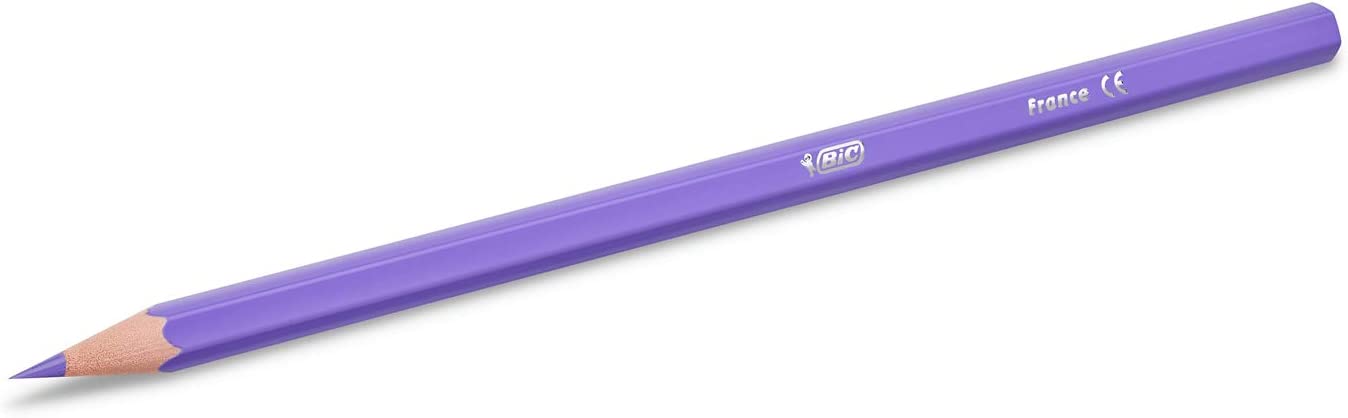 BIC Kids Buntstifte Tropicolors, zum Malen in 24 Farben, im Karton Etui, ab 5 Jahre, Bruchsichere Mine und ohne Holz