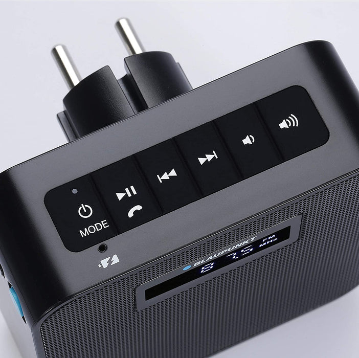BLAUPUNKT Steckdosenradio, UKW/FM PLL Steckdosen Radio, Bluetooth, USB Ladestecker Powerbank, Aux In, Freisprecheinrichtung, Schwarz