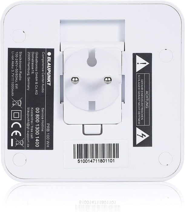 BLAUPUNKT UKW Steckdosenradio mit Bluetooth, Freisprecheinrichtung, 10 Stunden Akku Laufzeit, Powerbank, kleines Plug In Radio, USB Ladestecker, AUX