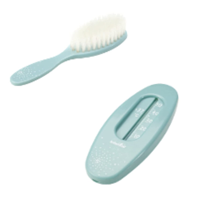 Baby-Kulturtasche - Pflege-Set, für Babys, 9-teilig, mit digitalem Fieberthermometer, Nasensauger, blau-türkis