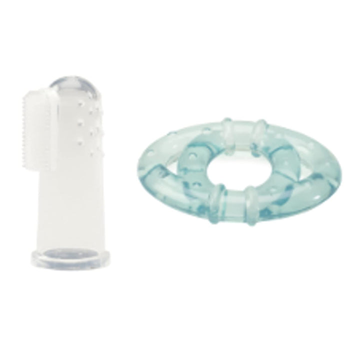 Baby-Kulturtasche - Pflege-Set, für Babys, 9-teilig, mit digitalem Fieberthermometer, Nasensauger, blau-türkis