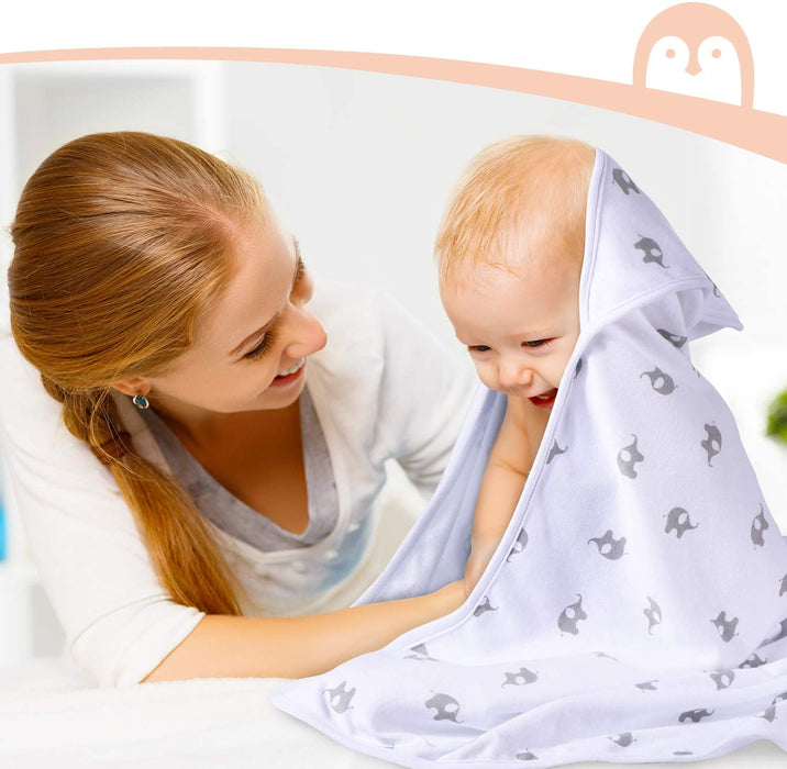 Baby Badetuch Set, 8-teiliges Babyhandtuch Set, 2X Baby Kapuzenhandtuch 76X76 cm und 6X Baby Waschlappen 24x24cm, Babyhandtuch mit Kapuze