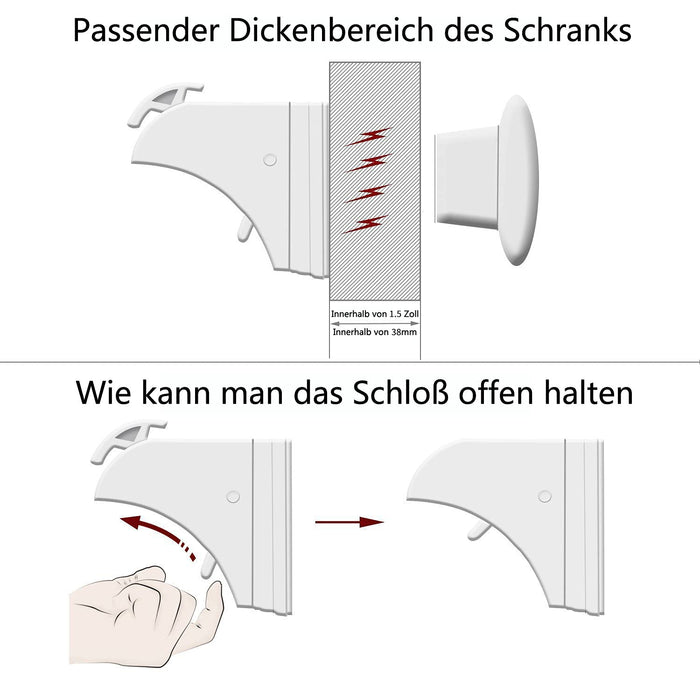 Baby Sicherheit Magnetisches Schrankschloss, die unsichtbare Kindersicherung für Schrank und Schubladen, ohne Bohren und Schrauben 