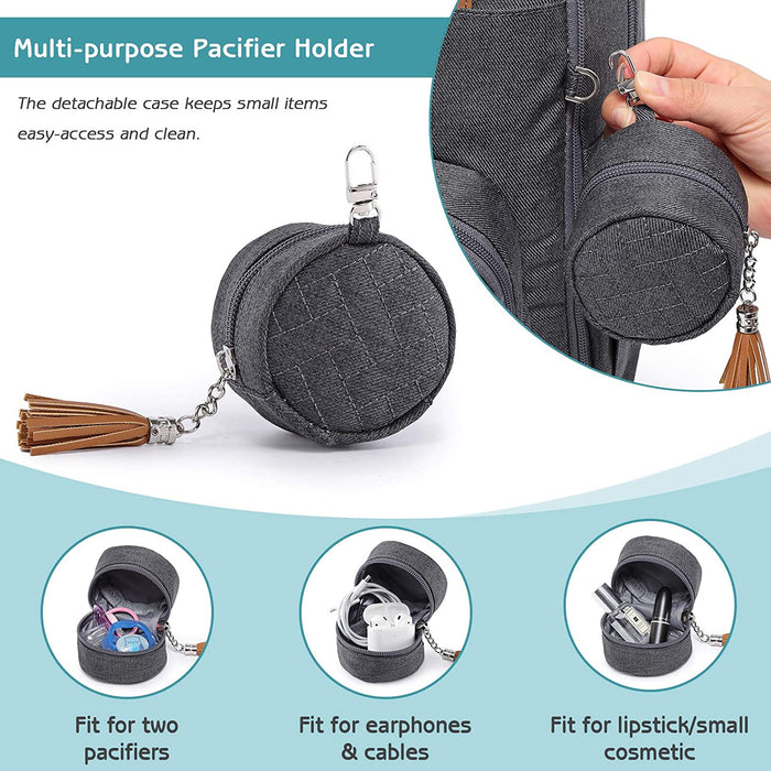 Baby Wickelrucksack Wickeltasche Rucksack mit tragbarer Wickelauflage, Schnullerhalter und Kinderwagengurten, Babytasche Multifunktional 