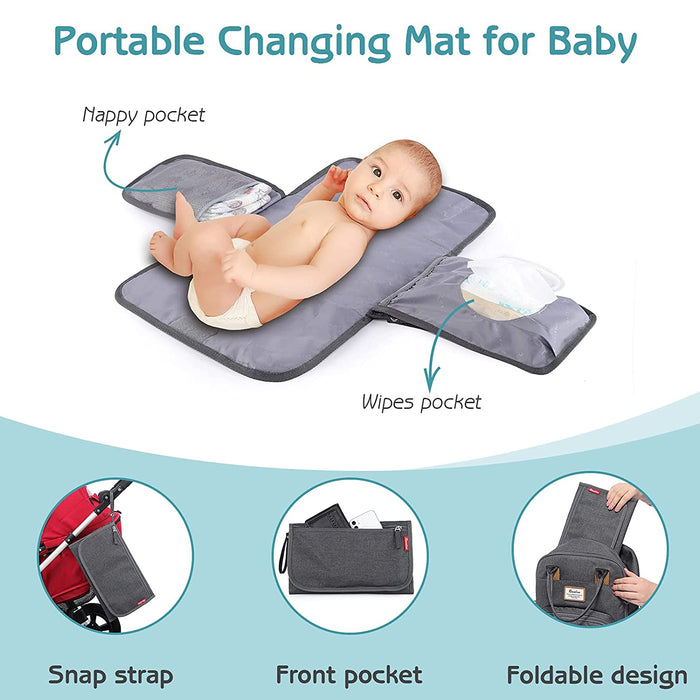 Baby Wickelrucksack Wickeltasche Rucksack mit tragbarer Wickelauflage, Schnullerhalter und Kinderwagengurten, Babytasche Multifunktional 