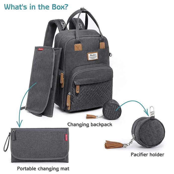 Baby Wickelrucksack Wickeltasche Rucksack mit tragbarer Wickelauflage, Schnullerhalter und Kinderwagengurten, Babytasche Multifunktional 
