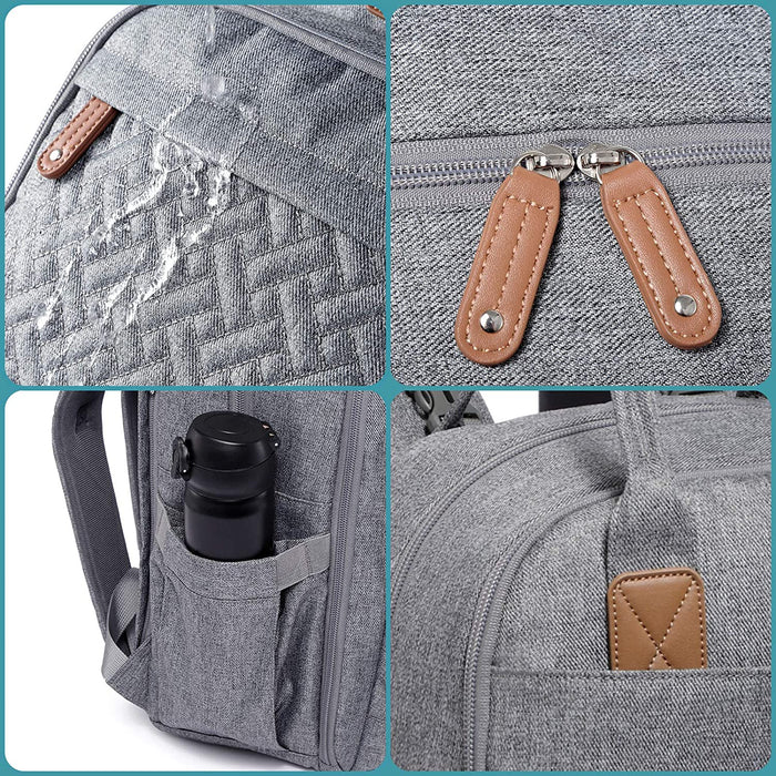 Baby Wickelrucksack Wickeltasche Rucksack mit tragbarer Wickelauflage, Schnullerhalter und Kinderwagengurten, Babytasche Multifunktional 