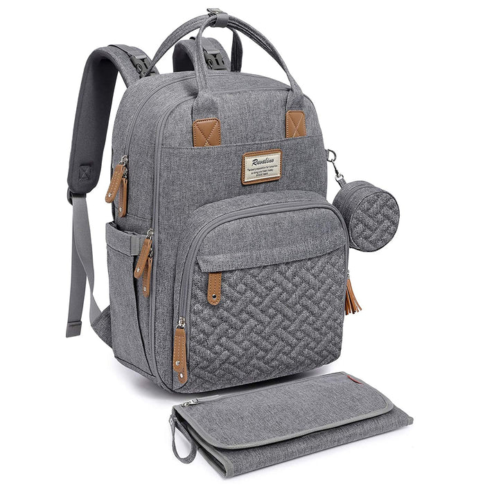 Baby Wickelrucksack Wickeltasche Rucksack mit tragbarer Wickelauflage, Schnullerhalter und Kinderwagengurten, Babytasche Multifunktional 