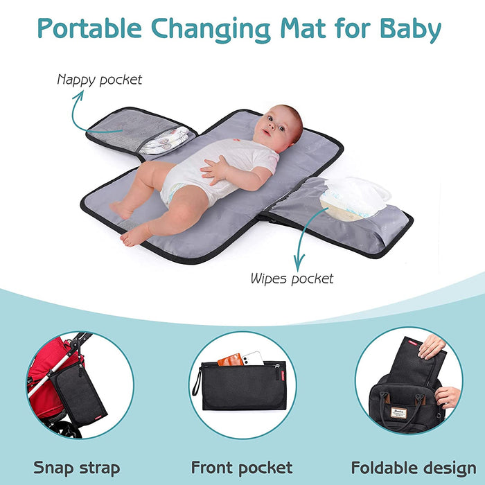 Baby Wickelrucksack Wickeltasche Rucksack mit tragbarer Wickelauflage, Schnullerhalter und Kinderwagengurten, Babytasche Multifunktional