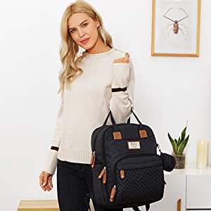 Baby Wickelrucksack Wickeltasche Rucksack mit tragbarer Wickelauflage, Schnullerhalter und Kinderwagengurten, Babytasche Multifunktional