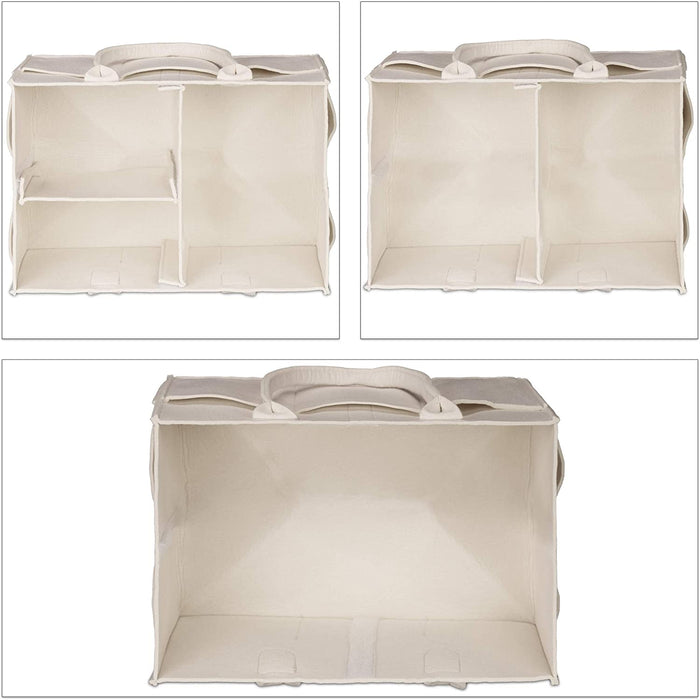 Baby Windel Caddy, 11 Fächer, entnehmbare Trenner, tragbare Filztasche, Auto & Wickeltisch Organizer, beige