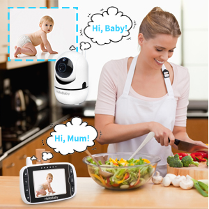 Babyphone, Hallo Babyphone mit Kamera und Audio, 3,2 '' LCD-Bildschirm, 355 ° horizontal und 120 ° vertikal drehen, VOX-Modus, Zwei-Wege-Audio