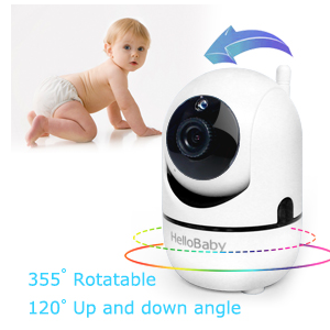 Babyphone, Hallo Babyphone mit Kamera und Audio, 3,2 '' LCD-Bildschirm, 355 ° horizontal und 120 ° vertikal drehen, VOX-Modus, Zwei-Wege-Audio